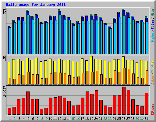 Daily usage for January 2011