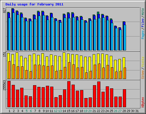 Daily usage for February 2011